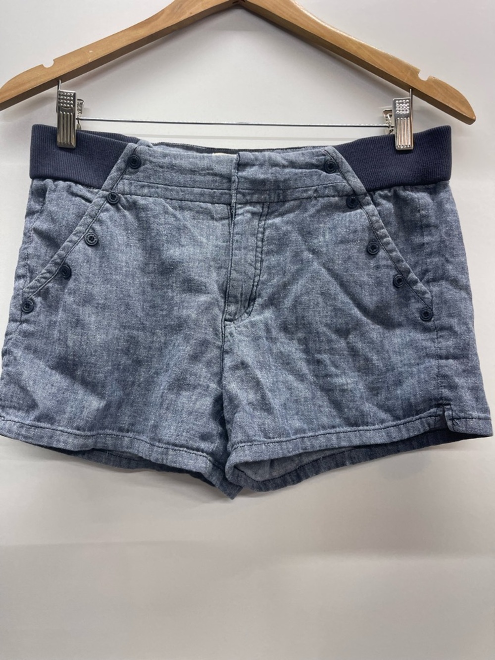 Jolt Light Blue Chambray Button-Accent Shorts vintage Y2K
